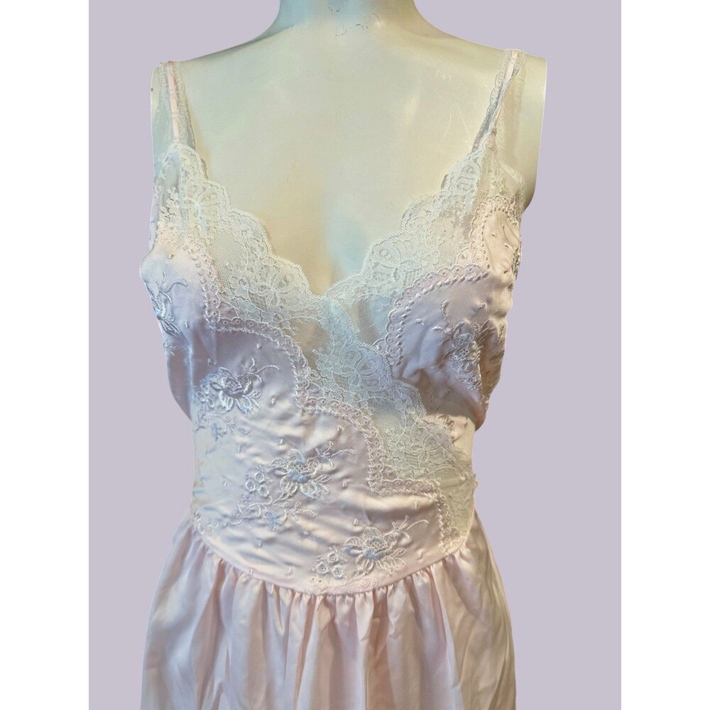 Vintage Miss Dior Slip Dress pink  Satin Lace USA Made Gown Lingerie Size S